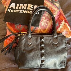 Aimee Kestenberg small black leather top handle purse